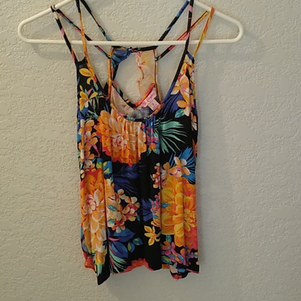 Candie's Sheer Ruffle back tank top